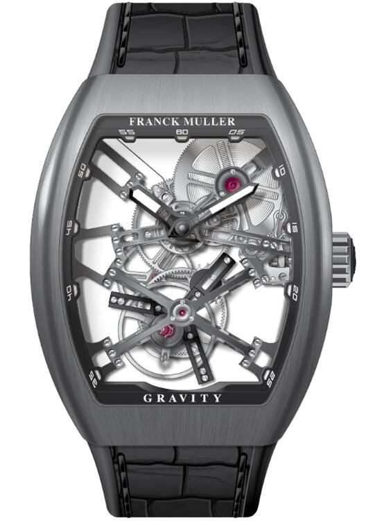 Best FRANCK MULLER Vanguard Gravity Skeleton Tourbillon Brushed Titanium V 45 T GR CS SQT (NR) (BR TT) (NR.BLC) Replica Watch